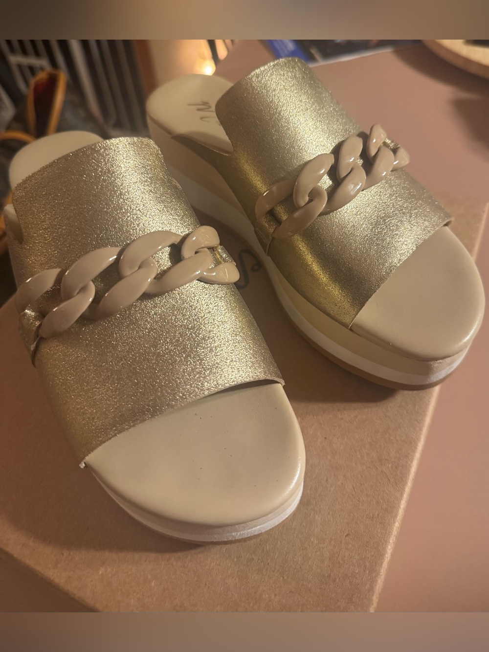 Matisse Gold Chain-Trim Platform Slide - Picture 5 of 6